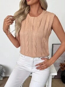 EMERY ROSE Áo dệt kim trơn màu casual dành cho nữ, thích hợp cho mùa thu. - Bụi hồng - Xem 5