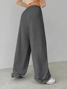 SHEIN Tall 柔软白色针织家居宽松裤，宽松裤 - 深灰色 - 查看 3