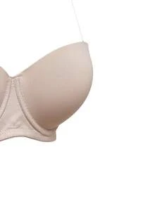 SHAPORA Wireless, Padded, Invisible, Skin-Tone, Asymmetric Shoulder, Minimalist Casual Women's Bra - Apricot - View 4