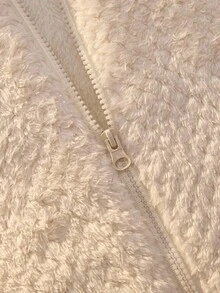 Qadelle Damen umkehrbarer flauschiger Lässig Alltags Pendler Mode Französisch elegant Straße Vintage vielseitig Urlaub Business Apricot ärmellose Jacke Normalgröße Oberbekleidung, Herbst/Winter - Aprikosenfarben - Übersicht 5