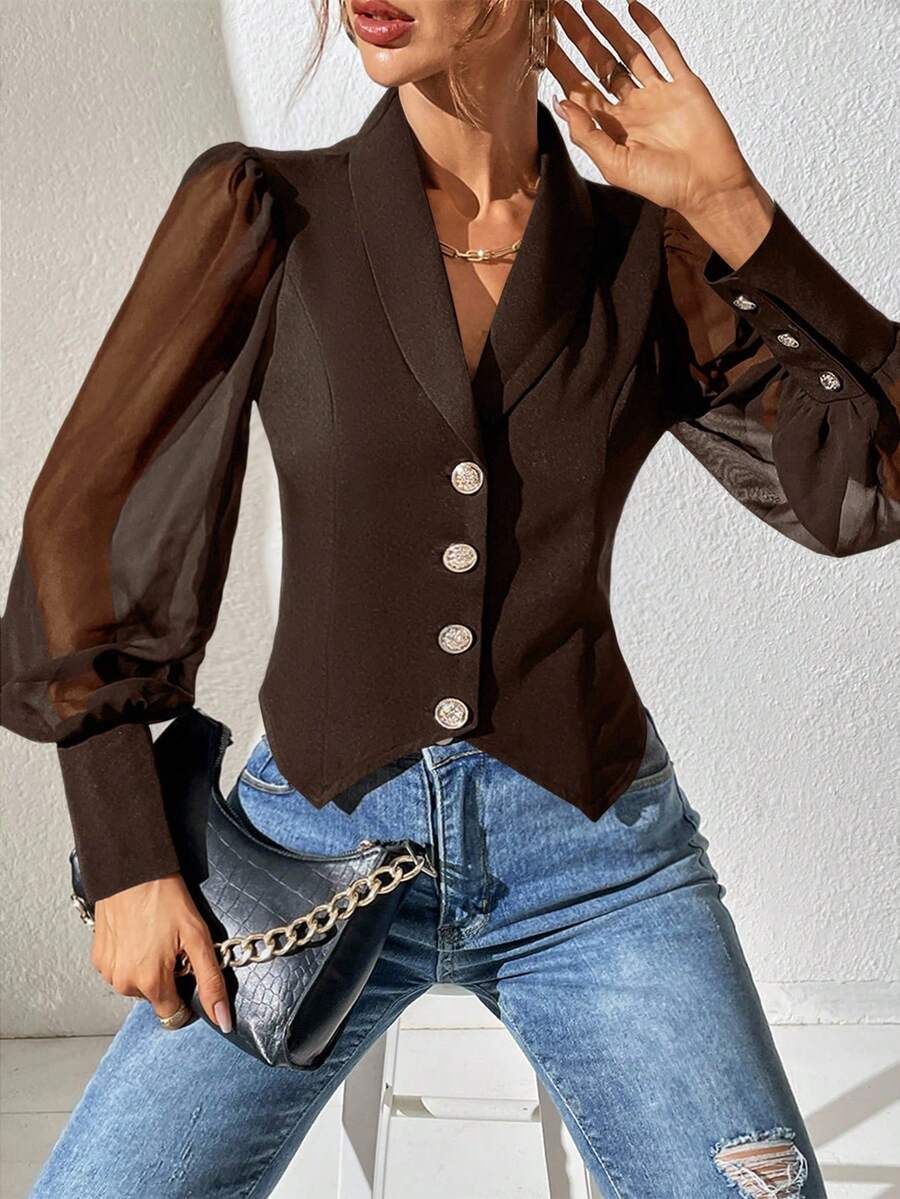 EMERY ROSE Blazer de malla y parches de moda para el transporte