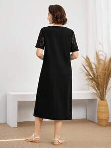 asdMiaspire Vestido casual diario de encaje y parches para mujer, primavera y veranoasd QL4C - Negro - Ver 4