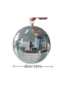 1 个 20 厘米银色反光镜面迪斯科球，激光舞台球，适用于派对/婚礼/节日装饰/1 个 10 厘米镜面球 + 6 个 5 厘米镜面球礼物生日毕业 - 銀色 - 查看 20