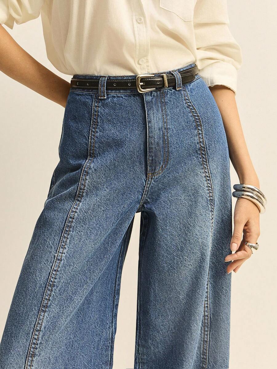 Daynim Jeans de cintura alta y pierna ancha - Azul lavado medio - Ver 1