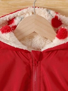 Sparklyn 少女双面连帽保暖夹克，冬季 - 紅色 - 查看 6