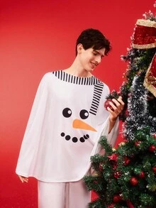 圣诞节可爱雪人情侣/家庭聚会角色扮演外套圣诞老人新奇男士服装