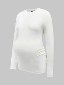 Modmama 3件套孕妇休闲圆领长袖修身孕妇T恤 - 彩色 - 查看 4