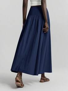 Ontre 2025秋冬新款女士高腰百褶裙，优雅浪漫休闲通勤办公皆宜，也适合婚礼宾客、海滩度假、音乐节、派对等场合。2026春夏款，情人节、圣诞节、感恩节等节日皆可穿着，百搭女士半身裙。 - 藏蓝色 - 查看 2