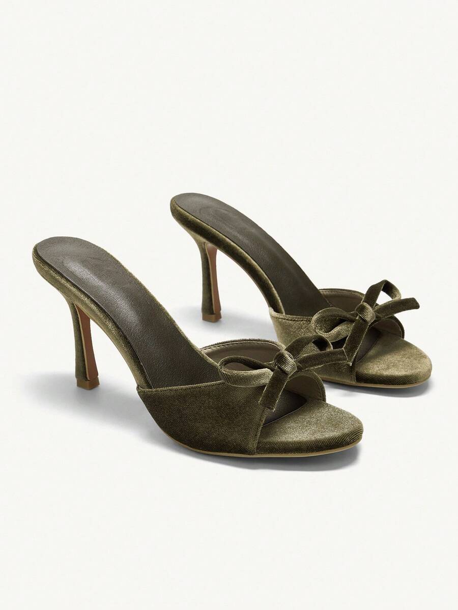 CUCCOO CHICEST 棕色 PU 女式低跟方头一脚蹬穆勒鞋 - 橄欖綠 - 查看 1