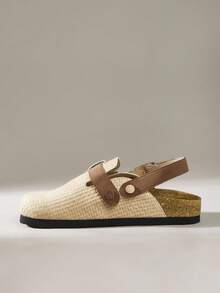 Solecia Women's Slip-On Thick Sole Mule Shoes, Spring/Autumn - Apricot - View 3