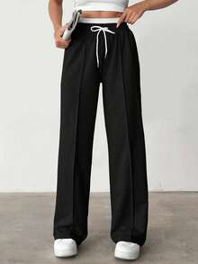 EURMUSE Damskie spodnie dresowe w swobodnym stylu, oddychające, z kolorowymi blokami i ściągaczem w pasie