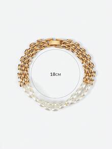 Opalesca سوار بخرز اللؤلؤ الاصطناعي بلون ذهبي قطعة واحدة - ذهبي أصفر - مشاهدة 6