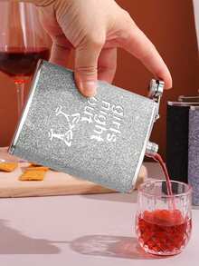 SHEIN 1 件 8 盎司女士酒瓶，不锈钢防漏彩色闪光涂层酒瓶，便携式户外扁平金属小酒瓶，适用于酒吧烧烤和旅行、储存用具、房间装饰，可用于饮用水、咖啡、牛奶、饮料等，适用于厨房、餐厅、酒吧、派对、聚会、婚礼、送给朋友的礼物、送给男朋友的礼物、送给父亲的礼物、圣诞礼物、新年礼物。 - 銀色 - 查看 2