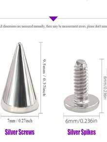 50pcs Cool Punk Rivets For DIY Leather Craft - 7mm X 9.5mm BulletTapered Nails And Etal Studs