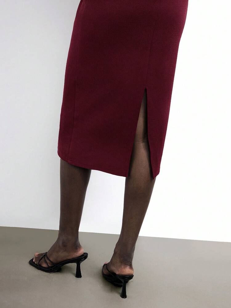 SHEIN Maija Spring/Summer New V-Neck Wide Shoulder Pad Front Ruched Cold-Shoulder Burgundy Party Dress, Elegant & Chic For Carnival, Valentine's Day, Formal Occasions, Music Festivals, Urban Commute  St Patrick's Day Women Easter Summer Outfits Easter Dress Women Party Top Beach Dress Summer Holiday Outfits Each Vacation Outfits For Women  Summer Outfit For Women Going Out Outfits Graduation Graduation Outfit  Casual Dresses  Casual Blouses For Women