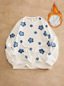 Manfinity VCAY Men's Casual Floral Digital Print Crew Neck Sweatshirt, For Fall Winter - Multicolor - View 7