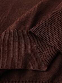 Manfinity CityGents Áo len cardigan dệt kim dài tay màu trơn thường ngày cho nam, Thu/Đông - Cà phê nâu - Xem 7