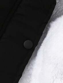 男童绗缝连帽棉服，松紧腰，适合日常穿着，厚衬里，前拉链 - 黑色 - 查看 5