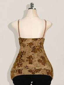 SHEIN ICON Áo hai dây họa tiết ren tương phản Hippie cỡ lớn cho nữ, viền bất đối xứng, thích hợp cho lễ hội, kỳ nghỉ hè, mùa tốt nghiệp, trở lại trường - Màu vàng - Xem 3