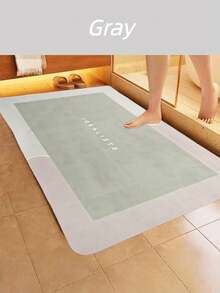 1PC Quick Drying Anti Slip Bath Mat - Super Absorbent, Lightweight Polyester, 0.25cm Thick, Machine Washable, Super Absorbent Bathroom Floor Mat - Quick Drying Anti Slip, Soft And Comfortable Suitable For Bathroom, Bedroom, Kitchen And Shower Room, Laundry Room, Bedroom, Doorway - Grey, Khaki And Stripe Designs, Bathroom Mat | Decorative Floor Mat | Absorbent Material, Bathroom Mat Back To School - Multicolor - View 2