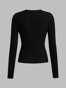 SHEIN Girlism 4 件套青少年女孩百搭圆领长袖休闲纯色 T 恤，黑色、白色、粉色、深灰色 - 彩色 - 查看 9