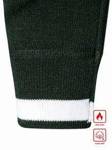 Manfinity Mode 男士保暖内衬休闲针织套头衫，秋冬季长袖上衣 - 軍綠色 - 查看 4