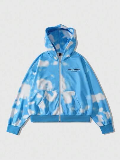 Street Life sweat-shirt à capuche zippé imprimé tie-dye pour hommes, automne