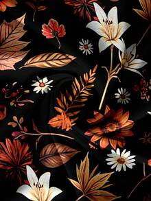 EMERY ROSE 休闲优雅枫叶花卉图案圆领长袖大码衬衫，适合春秋季节 - 彩色 - 查看 7