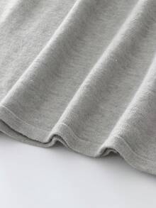 SHEIN Franclia Turtleneck Color Block Fitted Elegant Knit Dress, Extra Long A-Line Knit Sweater Dress, Thick Autumn/Winter - Grey - View 6