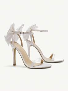 CUCCOO CHICEST 蝴蝶结装饰高跟时尚凉鞋适合派对活动新年假期 - 白色 - 查看 4
