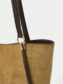 SHECARRY 女士复古休闲托特包，百搭时尚，引人注目的女士工作包，新款时尚女士大包 - 薑色 - 查看 5