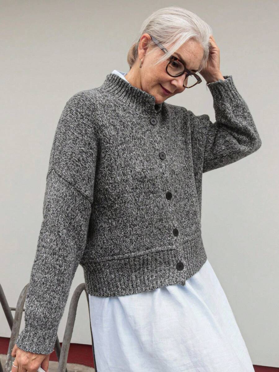 Vivie Lora Women's Loose Fit Multicolor Floral Print Cardigan, Grey Long Sleeve Tops - Grey - View 1