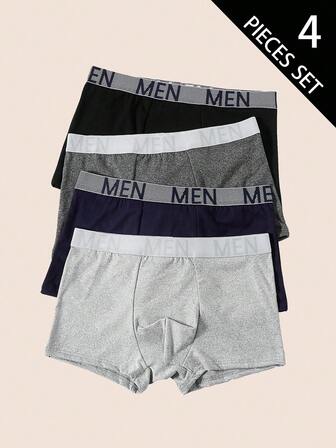 Manfinity Underwear&Sleepwear Basics 3件装大码男士字母腰带平角内裤