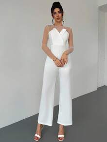 Firerie 女士优雅浪漫时尚白色串珠连体裤，适合派对、度假、返校、浪漫约会、婚礼、生日、派对礼服 - 白色 - 查看 3