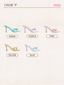 CUCCOO CHICEST Brown PU Leather Women's Pointed Toe High Heel Mule Sandals Spring Shoes Spring Break Easter Prom Heels For Christmas - Pink - View 11