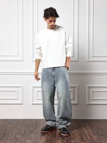 SUMWON Pull classique à manches longues, col rond, indispensable pour l'hiver. Coupe régulière, décontracté premium, basique essentiel pour l'automne - Blanc - Voir 4
