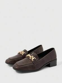 Sleekvia Women's Slip-On Loafers, British Style Thick Heel Casual Shoes, New Autumn/Spring Commuting Shoes - Coffee Brown - View 9