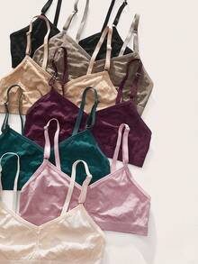 SHEIN 7 件无缝心形胸罩，舒适休闲胸罩，可调节肩带 - 彩色 - 查看 7