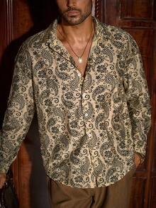 Manfinity NXTstreet Men's Casual Loose Fit Drop Shoulder Floral Digital Print Shacket, For Fall, Winter - Multicolor - View 4