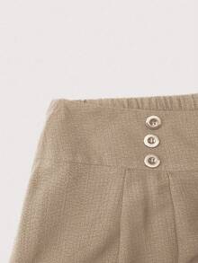 Modelyn Plus Size Casual Versatile Solid Color Umbrella Hem Skirt - Khaki - View 3