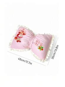 Strawberry Shortcake X SHEIN 1 chiếc gối trang trí hình nơ, chất liệu vải nhung mềm mại với viền satin, trang trí nhà cửa cho ghế sofa, văn phòng và nhiều nơi khác, ý tưởng quà tặng. - Màu Hồng baby - Xem 4