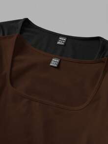 SHEIN EZwear 2pcs/Set Women Plus Size Solid Color Crew Neck Bodysuit, Casual Long Sleeve T-Shirt Outfit/Fall/Winter