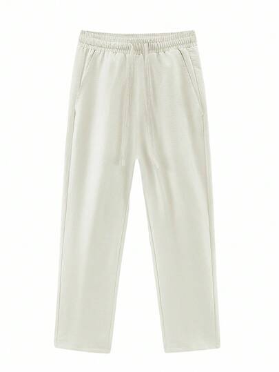 Chillumni 男士休闲日常通勤简约纯色抽绳腰斜口袋宽松沙滩裤