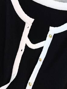 GlowEve CURVE 2件套：优雅撞色饰边大码针织开衫和背心