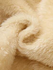 小男孩和婴儿泰迪熊衬里毛绒绒夹克全拉链极地冬季保暖外套带口袋连帽外套 - 棕色 - 查看 8