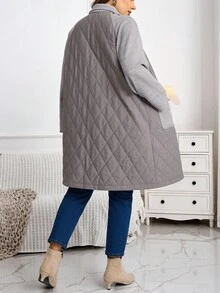 EMERY ROSE Chaqueta casual de invierno con bolsillos, manga raglán y cremallera delantera para mujer de talla grande