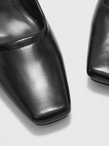 CUCCOO BIZCHIC Giày cao gót đế dày có khóa cài, màu trơn, kiểu dáng thường ngày, đa năng, thích hợp cho mùa Giáng sinh và mùa xuân. - màu đen - Xem 7