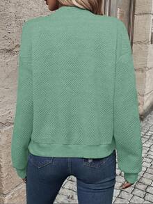 EMERY ROSE Women's Solid Color Long Sleeve Zip-Up Collar Casual Baseball Jacket - Green - View 2