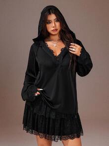 Rustia Plus Size Long Sleeve Hooded Fashionable Versatile Elegant Office Shirt