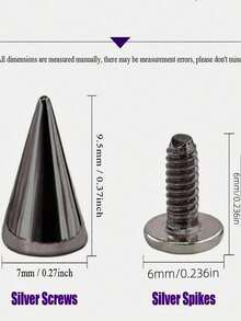 50pcs Cool Punk Rivets For DIY Leather Craft - 7mm X 9.5mm BulletTapered Nails And Etal Studs